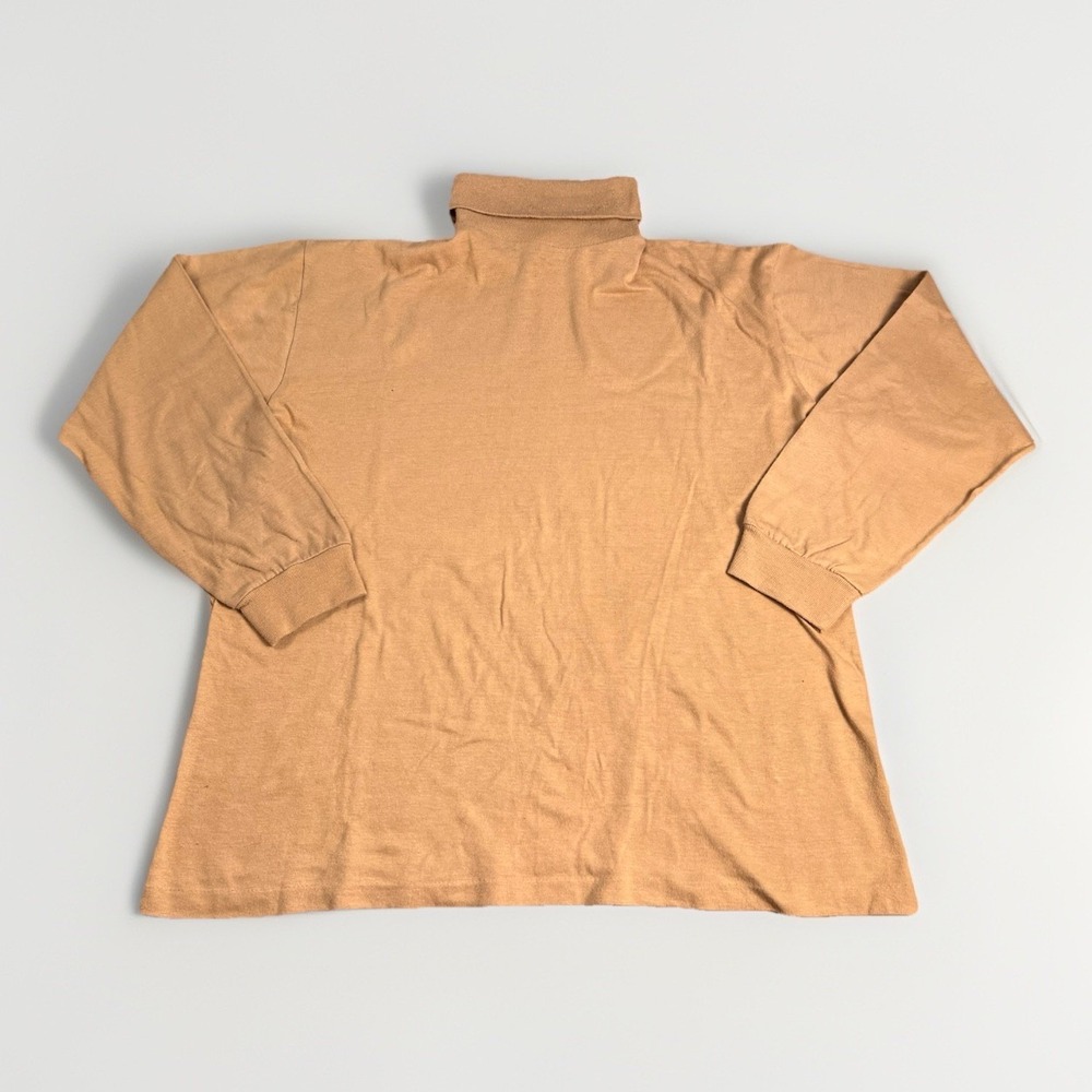 Vintage 70s Sears Sportswear Turtleneck Long Sleeve Shirt Gold Tan XL